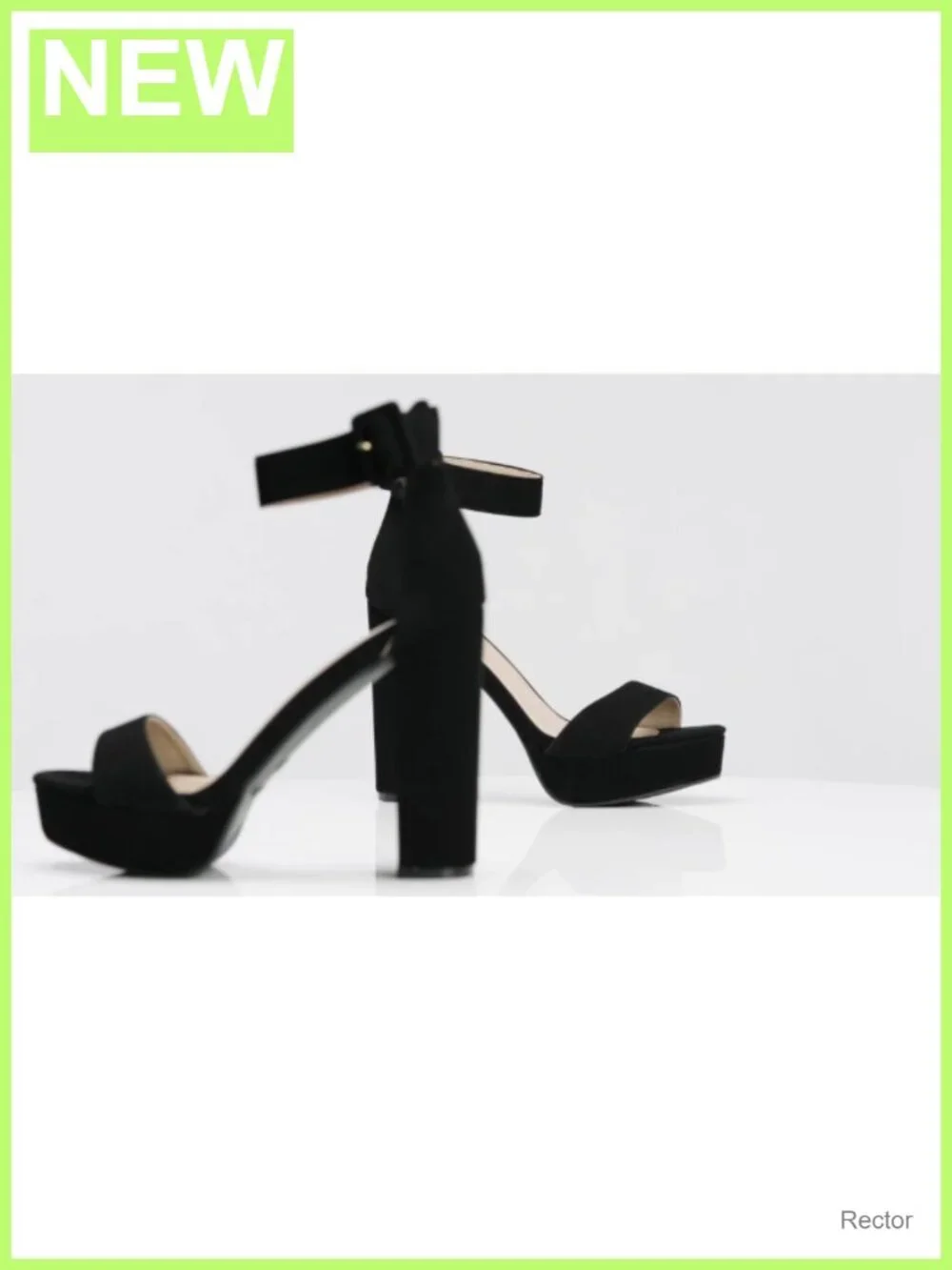 Platform High Heel Sandals with Ankle Strap Faux Suede